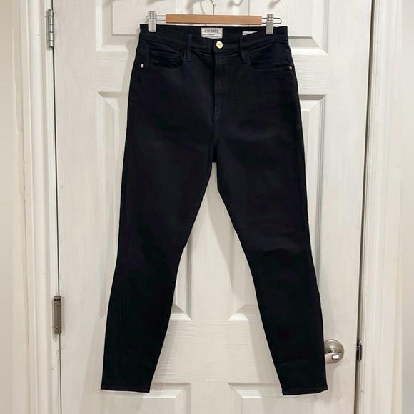 Frame Ali High Rise Cigarette Black Noir Jeans - Picture 4 of 16